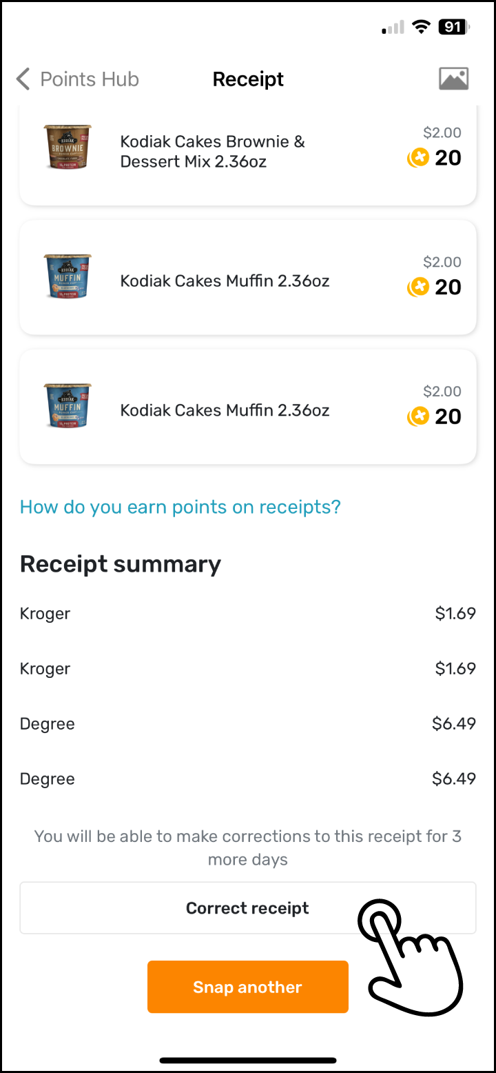 How to Correct Receipts and Get Missing Points Fetch